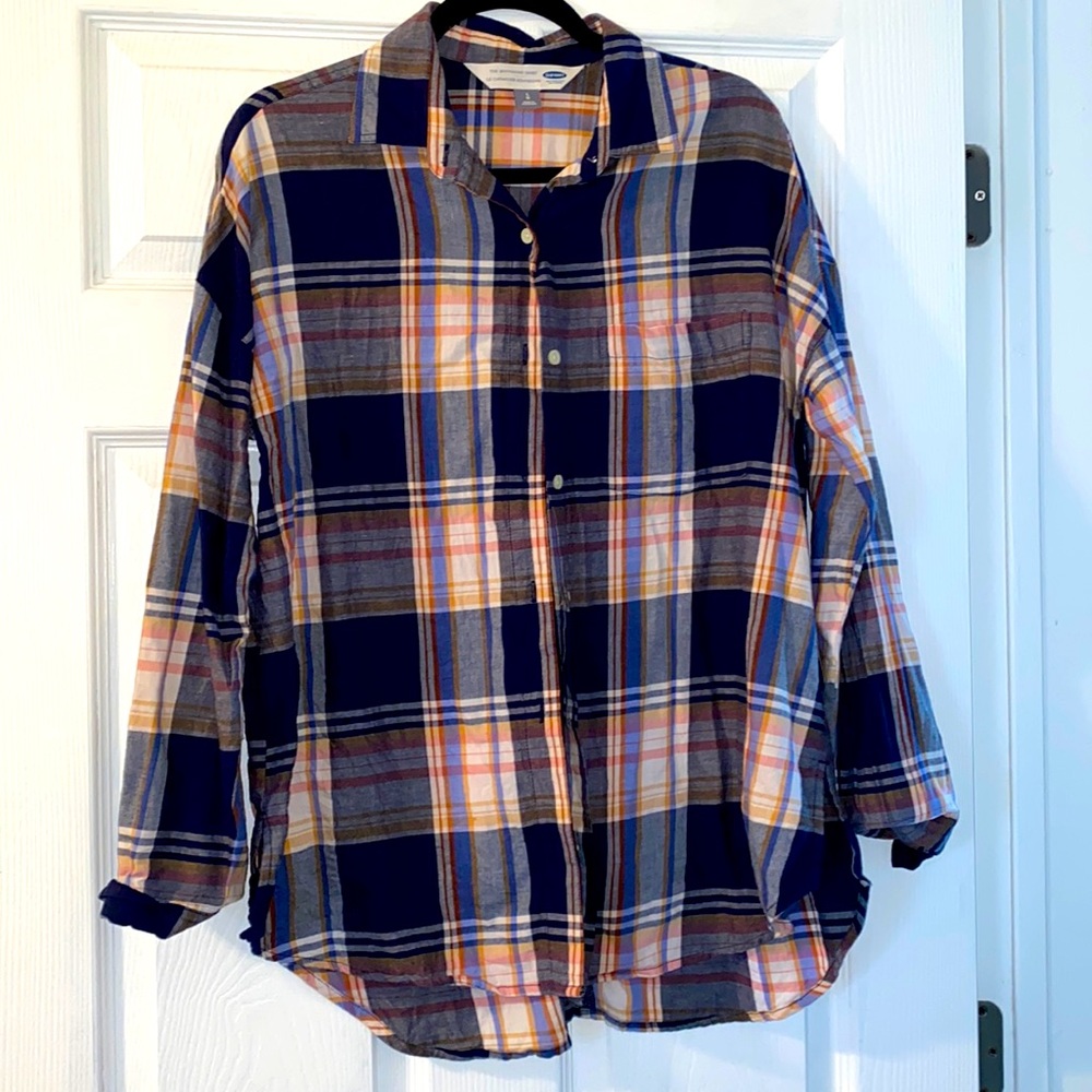 Old Navy Boyfriend Plaid Shirt Sz L